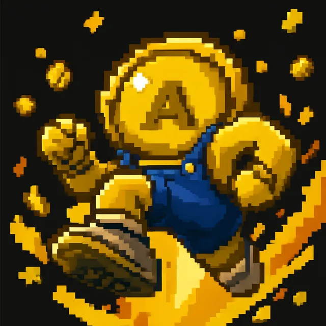 The Liberty coin sprinting through a shower of coins